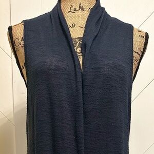 Milano Essentials Cardigan Duster Women M/L Navy Sheer'ish Polyester Sleeveless